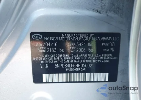 2017 Hyundai Elantra Se из США, поврежденный, VIN 5NPD84LF6HH050921